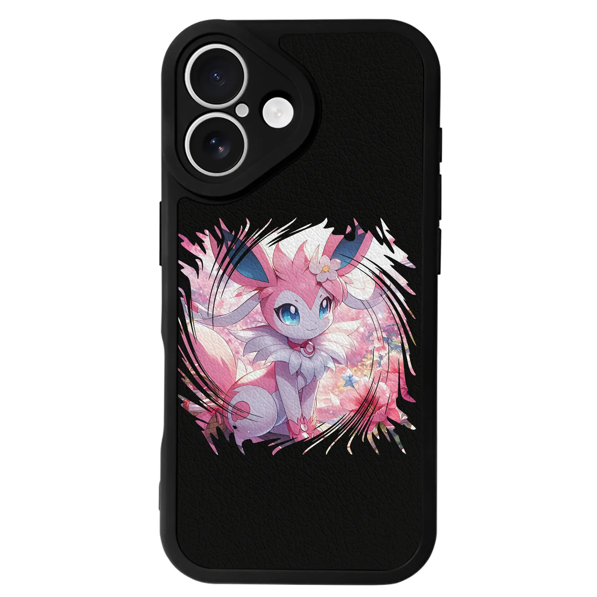 ポケモン グッズ,ニンフィア - IPhone 16シリーズ対応 ・ シリコンスマホケース ・ レザー調 ・ 高精度フィット ・ 耐衝撃 ・ ワイヤレス充電対応 ・ 精密カット